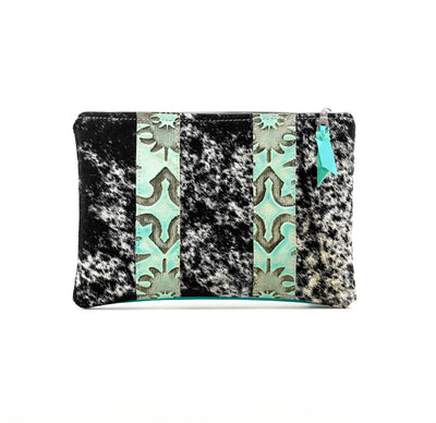 Mega Organizer - Black & White w/ Mint Laredo-Mega Organizer-Western-Cowhide-Bags-Handmade-Products-Gifts-Dancing Cactus Designs