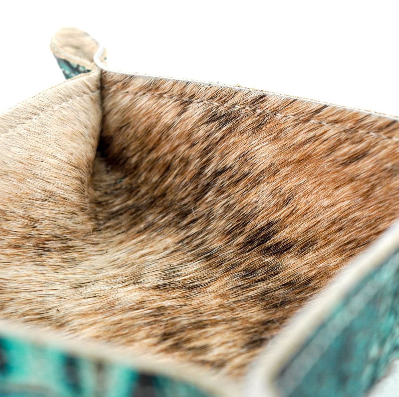 Mini Tray - Brindle w/ Aqua Croc-Mini Tray-Western-Cowhide-Bags-Handmade-Products-Gifts-Dancing Cactus Designs