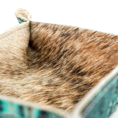 Mini Tray - Brindle w/ Aqua Croc-Mini Tray-Western-Cowhide-Bags-Handmade-Products-Gifts-Dancing Cactus Designs