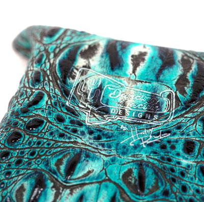 Mini Tray - Brindle w/ Aqua Croc-Mini Tray-Western-Cowhide-Bags-Handmade-Products-Gifts-Dancing Cactus Designs