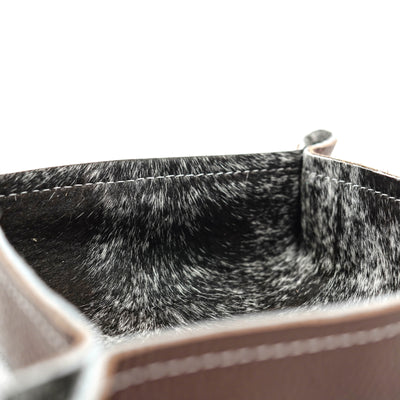 Mini Tray - Pebbled Chocolate Leather w/ Salt N' Pepper-Mini Tray-Western-Cowhide-Bags-Handmade-Products-Gifts-Dancing Cactus Designs