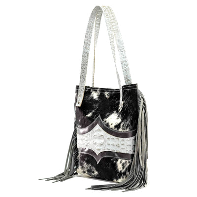 Mini Trisha - Black w/ Sterling Croc-Mini Trisha-Western-Cowhide-Bags-Handmade-Products-Gifts-Dancing Cactus Designs