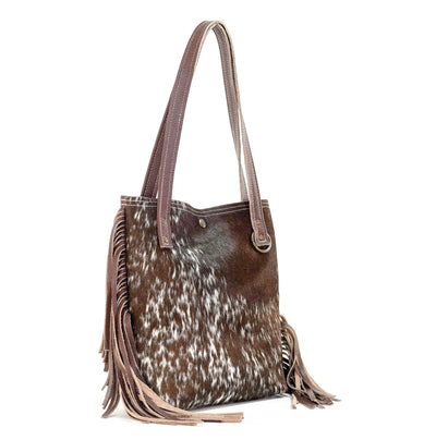 Mini Trisha - Chocolate & White w/ No Embossed-Mini Trisha-Western-Cowhide-Bags-Handmade-Products-Gifts-Dancing Cactus Designs