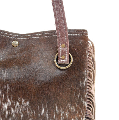 Mini Trisha - Chocolate & White w/ No Embossed-Mini Trisha-Western-Cowhide-Bags-Handmade-Products-Gifts-Dancing Cactus Designs