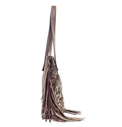 Mini Trisha - Chocolate & White w/ No Embossed-Mini Trisha-Western-Cowhide-Bags-Handmade-Products-Gifts-Dancing Cactus Designs