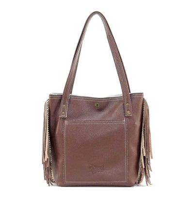 Mini Trisha - Chocolate & White w/ No Embossed-Mini Trisha-Western-Cowhide-Bags-Handmade-Products-Gifts-Dancing Cactus Designs