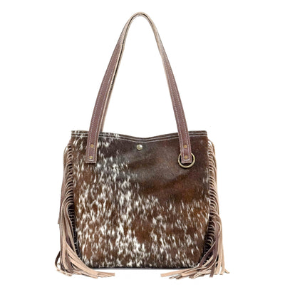 Mini Trisha - Chocolate & White w/ No Embossed-Mini Trisha-Western-Cowhide-Bags-Handmade-Products-Gifts-Dancing Cactus Designs