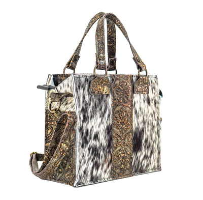 Minnie Pearl - Black & White w/ Gilded Tool-Minnie Pearl-Western-Cowhide-Bags-Handmade-Products-Gifts-Dancing Cactus Designs