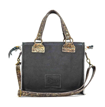 Minnie Pearl - Black & White w/ Gilded Tool-Minnie Pearl-Western-Cowhide-Bags-Handmade-Products-Gifts-Dancing Cactus Designs