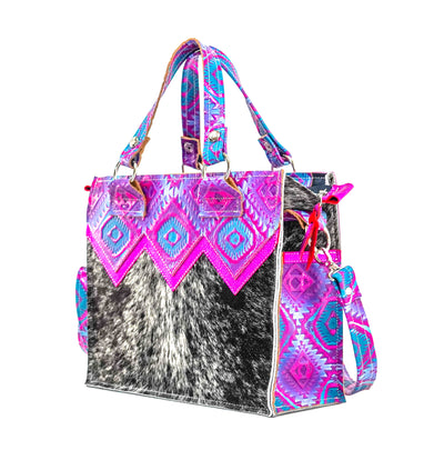 Minnie Pearl - Black & White w/ Rio Aztec-Minnie Pearl-Western-Cowhide-Bags-Handmade-Products-Gifts-Dancing Cactus Designs