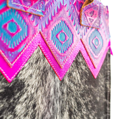 Minnie Pearl - Black & White w/ Rio Aztec-Minnie Pearl-Western-Cowhide-Bags-Handmade-Products-Gifts-Dancing Cactus Designs