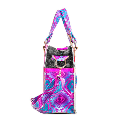 Minnie Pearl - Black & White w/ Rio Aztec-Minnie Pearl-Western-Cowhide-Bags-Handmade-Products-Gifts-Dancing Cactus Designs