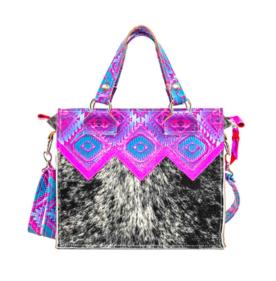 Minnie Pearl - Black & White w/ Rio Aztec-Minnie Pearl-Western-Cowhide-Bags-Handmade-Products-Gifts-Dancing Cactus Designs