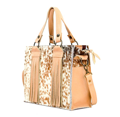 Minnie Pearl - Chocolate & White w/ No Embossed-Minnie Pearl-Western-Cowhide-Bags-Handmade-Products-Gifts-Dancing Cactus Designs