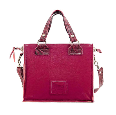Minnie Pearl - Chocolate & White w/ Red Tool-Minnie Pearl-Western-Cowhide-Bags-Handmade-Products-Gifts-Dancing Cactus Designs
