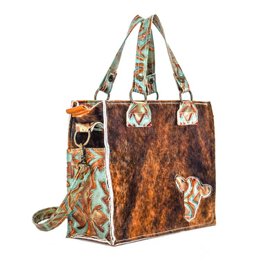 Minnie Pearl - Dark Brindle w/ Patriot Laredo-Minnie Pearl-Western-Cowhide-Bags-Handmade-Products-Gifts-Dancing Cactus Designs