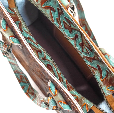 Minnie Pearl - Dark Brindle w/ Patriot Laredo-Minnie Pearl-Western-Cowhide-Bags-Handmade-Products-Gifts-Dancing Cactus Designs