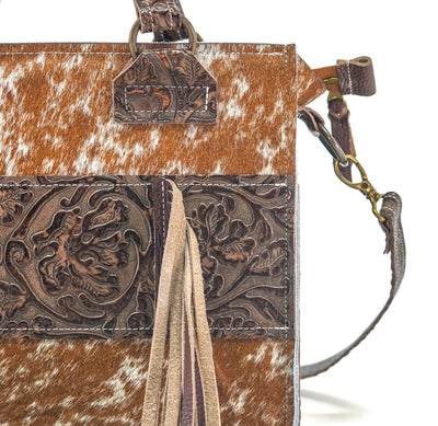 Minnie Pearl - Longhorn w/ Gold rush tool-Minnie Pearl-Western-Cowhide-Bags-Handmade-Products-Gifts-Dancing Cactus Designs