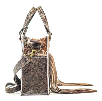 Minnie Pearl - Longhorn w/ Gold rush tool-Minnie Pearl-Western-Cowhide-Bags-Handmade-Products-Gifts-Dancing Cactus Designs