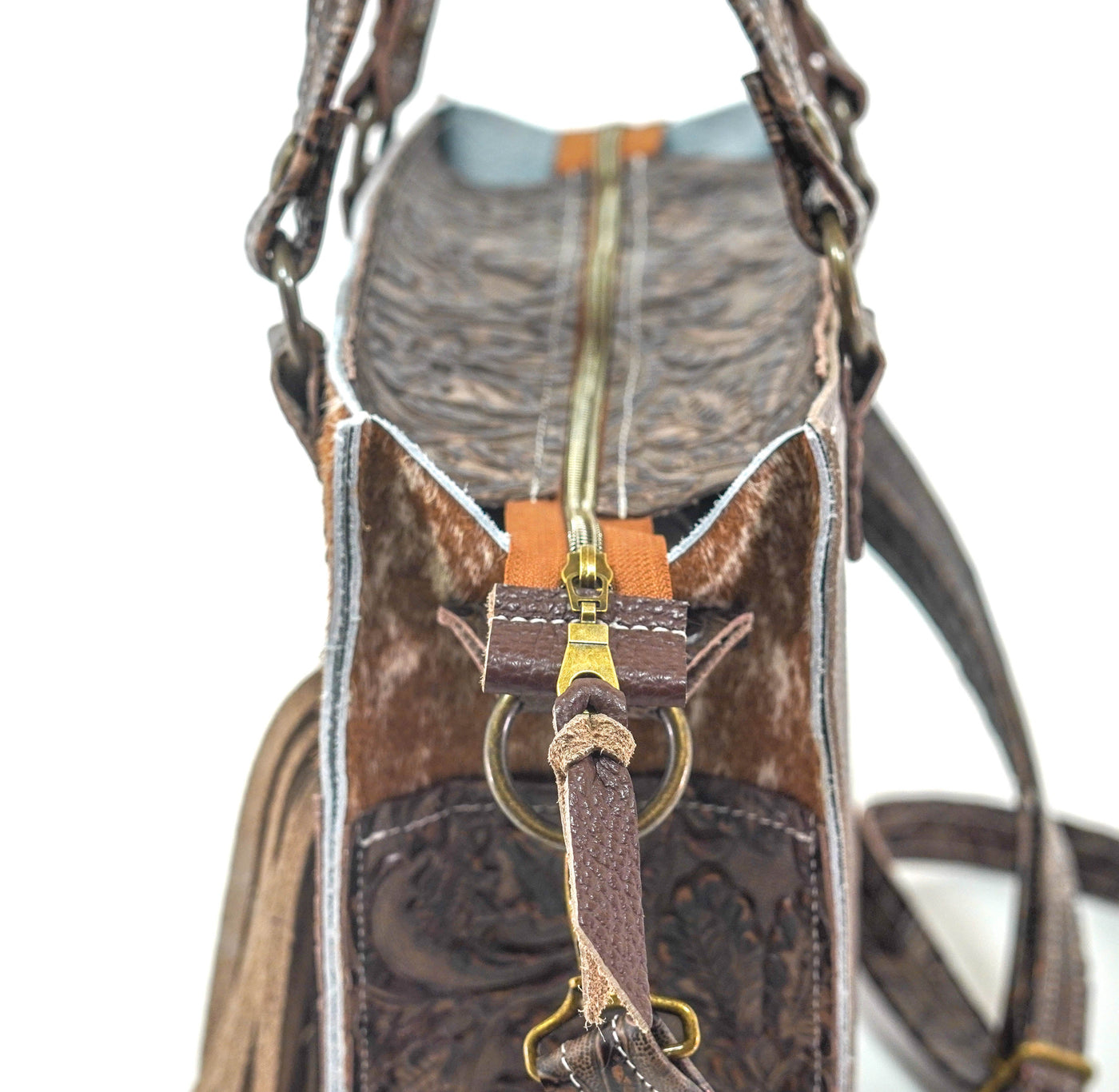 Minnie Pearl - Longhorn w/ Gold rush tool-Minnie Pearl-Western-Cowhide-Bags-Handmade-Products-Gifts-Dancing Cactus Designs