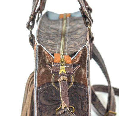 Minnie Pearl - Longhorn w/ Gold rush tool-Minnie Pearl-Western-Cowhide-Bags-Handmade-Products-Gifts-Dancing Cactus Designs