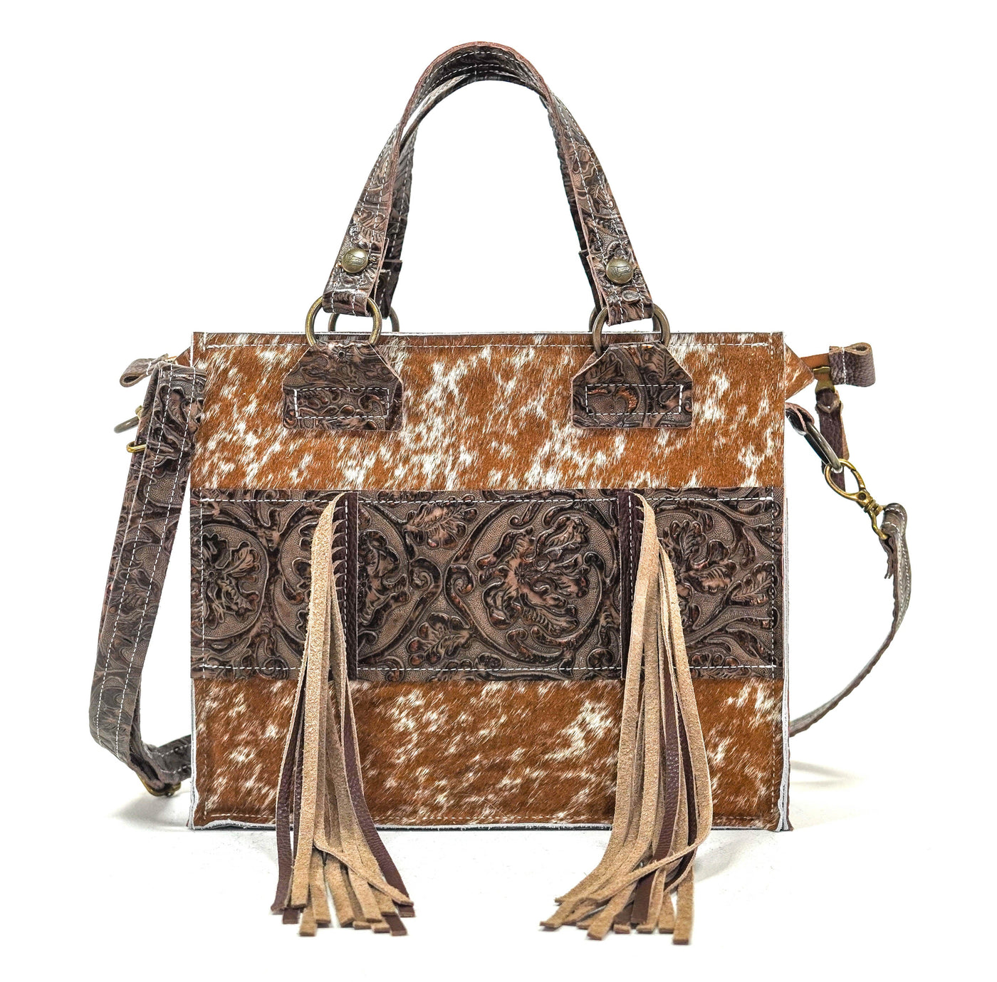Minnie Pearl - Longhorn w/ Gold rush tool-Minnie Pearl-Western-Cowhide-Bags-Handmade-Products-Gifts-Dancing Cactus Designs