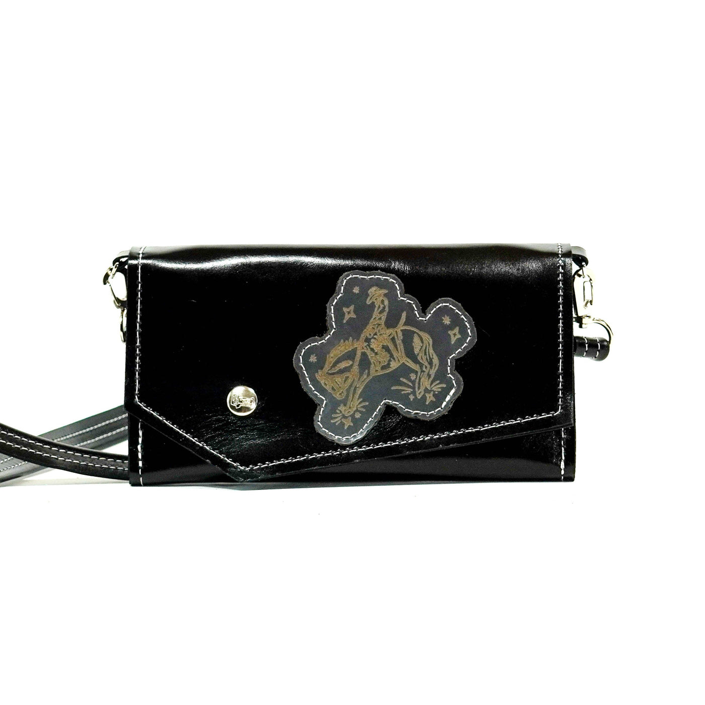 Miranda - Black Smooth Leather w/ Engraving-Miranda-Western-Cowhide-Bags-Handmade-Products-Gifts-Dancing Cactus Designs