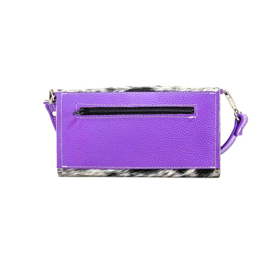 Miranda - Black & White w/ Purple Leather-Miranda-Western-Cowhide-Bags-Handmade-Products-Gifts-Dancing Cactus Designs