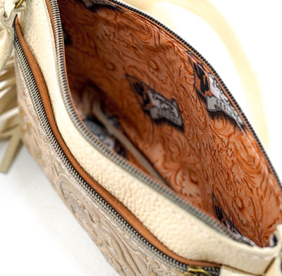 Miss Kitty - All Embossed w/ Golden Tool-Miss Kitty-Western-Cowhide-Bags-Handmade-Products-Gifts-Dancing Cactus Designs