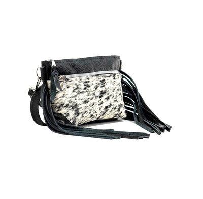 Miss Kitty - Black & White w/ Black Leather-Miss Kitty-Western-Cowhide-Bags-Handmade-Products-Gifts-Dancing Cactus Designs