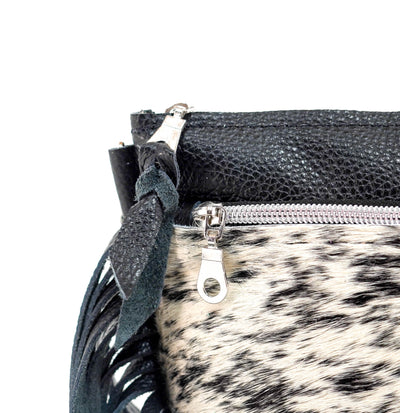 Miss Kitty - Black & White w/ Black Leather-Miss Kitty-Western-Cowhide-Bags-Handmade-Products-Gifts-Dancing Cactus Designs