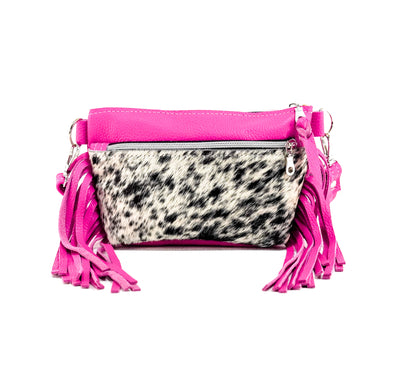Miss Kitty - Black & White w/ Pink Leather-Miss Kitty-Western-Cowhide-Bags-Handmade-Products-Gifts-Dancing Cactus Designs