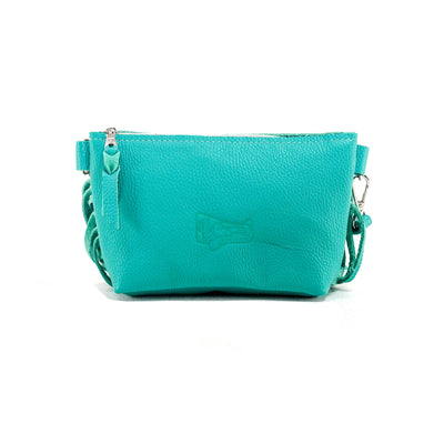 Miss Kitty - Chocolate & White w/ Turquoise Leather-Miss Kitty-Western-Cowhide-Bags-Handmade-Products-Gifts-Dancing Cactus Designs