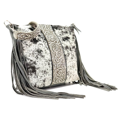 Oakley - Black & White w/ Silver tool-Oakley-Western-Cowhide-Bags-Handmade-Products-Gifts-Dancing Cactus Designs