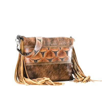 Oakley - Brindle w/ Sepia Skulls-Oakley-Western-Cowhide-Bags-Handmade-Products-Gifts-Dancing Cactus Designs