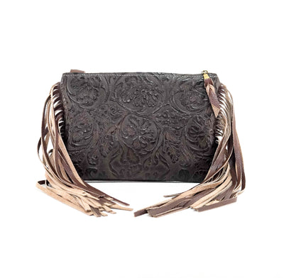 Patsy - All Embossed w/ Dark Chocolate Tool-Patsy-Western-Cowhide-Bags-Handmade-Products-Gifts-Dancing Cactus Designs