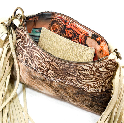 Patsy - Brindle w/ Ivory & Brown Dallas Tool-Patsy-Western-Cowhide-Bags-Handmade-Products-Gifts-Dancing Cactus Designs