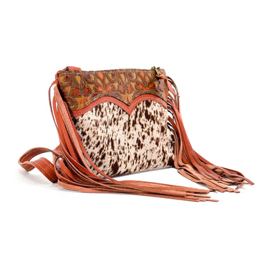 Patsy - Chocolate & White w/ Caramel Black Jack-Patsy-Western-Cowhide-Bags-Handmade-Products-Gifts-Dancing Cactus Designs