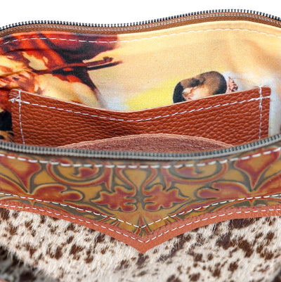 Patsy - Chocolate & White w/ Caramel Black Jack-Patsy-Western-Cowhide-Bags-Handmade-Products-Gifts-Dancing Cactus Designs