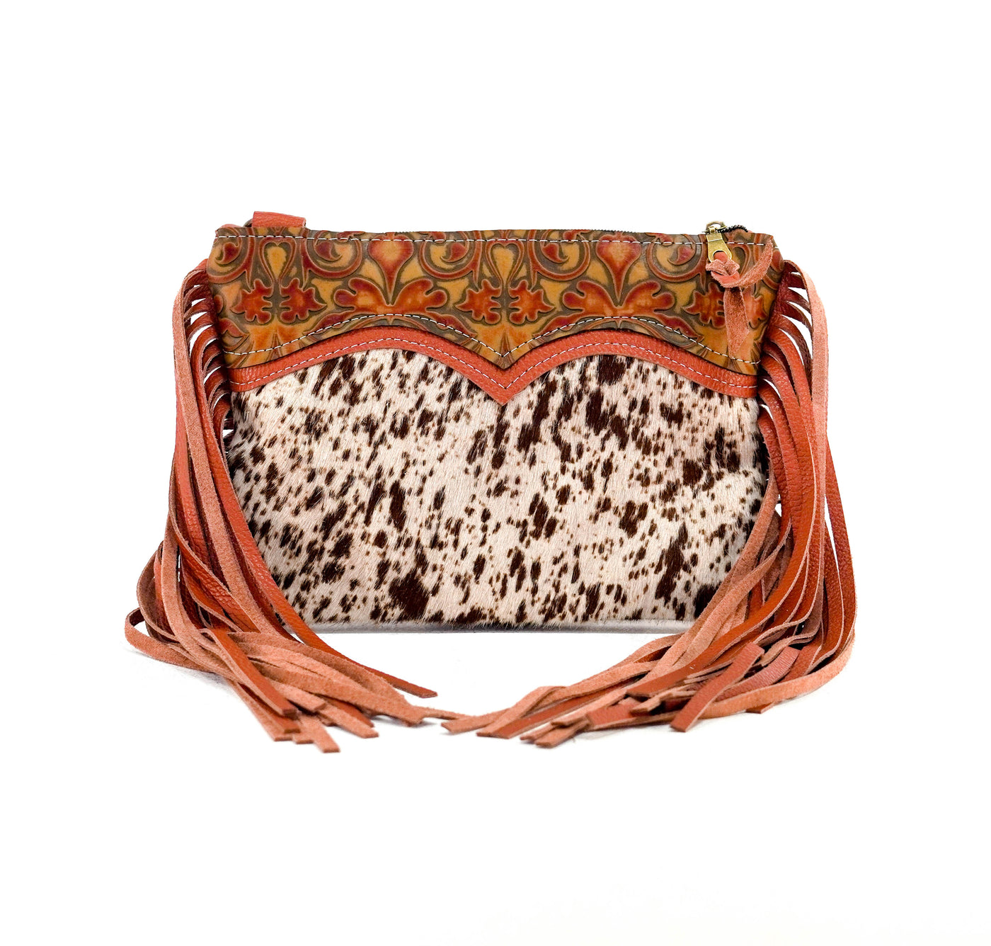 Patsy - Chocolate & White w/ Caramel Black Jack-Patsy-Western-Cowhide-Bags-Handmade-Products-Gifts-Dancing Cactus Designs
