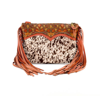 Patsy - Chocolate & White w/ Caramel Black Jack-Patsy-Western-Cowhide-Bags-Handmade-Products-Gifts-Dancing Cactus Designs
