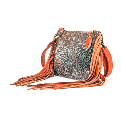 Patsy - Chocolate & White w/ Evergreen tool-Patsy-Western-Cowhide-Bags-Handmade-Products-Gifts-Dancing Cactus Designs