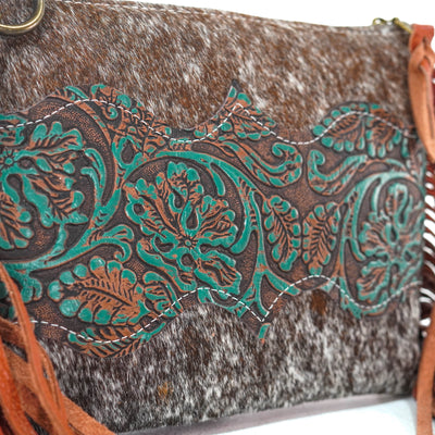 Patsy - Chocolate & White w/ Evergreen tool-Patsy-Western-Cowhide-Bags-Handmade-Products-Gifts-Dancing Cactus Designs