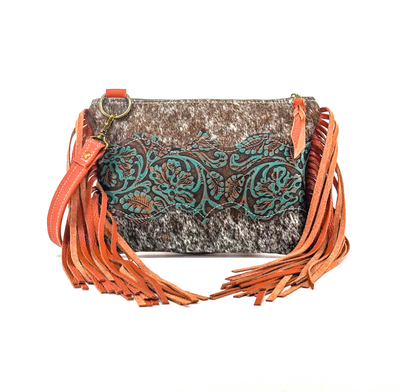 Patsy - Chocolate & White w/ Evergreen tool-Patsy-Western-Cowhide-Bags-Handmade-Products-Gifts-Dancing Cactus Designs