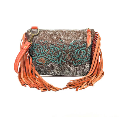 Patsy - Chocolate & White w/ Evergreen tool-Patsy-Western-Cowhide-Bags-Handmade-Products-Gifts-Dancing Cactus Designs