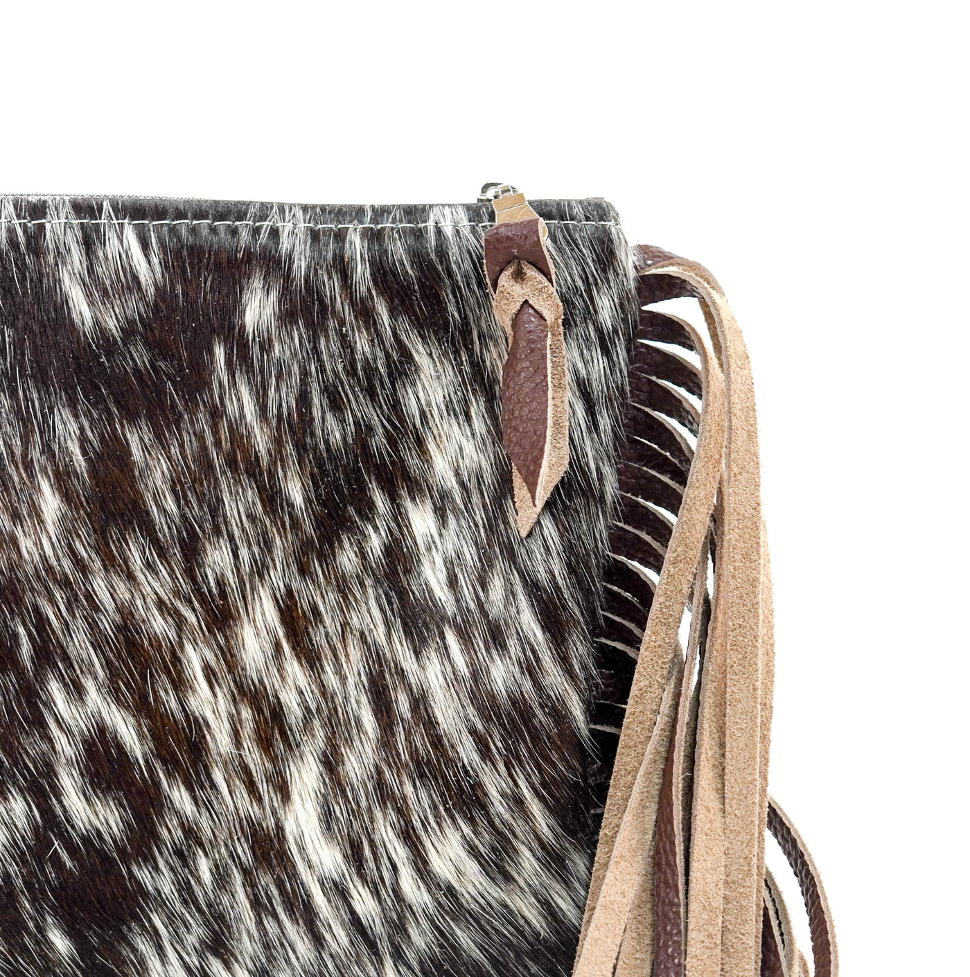 Patsy - Chocolate & White w/ No Embossed-Patsy-Western-Cowhide-Bags-Handmade-Products-Gifts-Dancing Cactus Designs