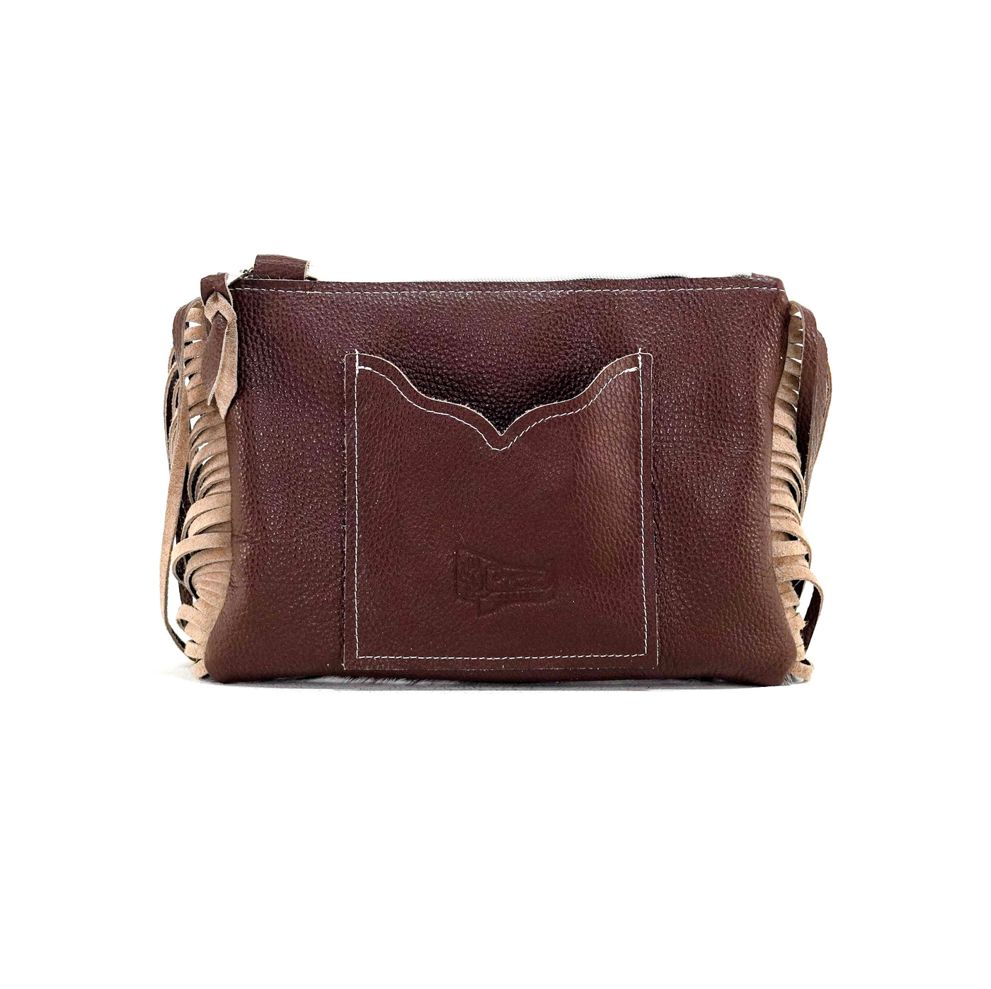 Patsy - Chocolate & White w/ No Embossed-Patsy-Western-Cowhide-Bags-Handmade-Products-Gifts-Dancing Cactus Designs
