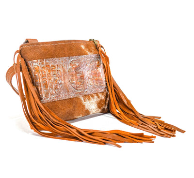 Patsy - Longhorn w/ Patina Brandy Croc-Patsy-Western-Cowhide-Bags-Handmade-Products-Gifts-Dancing Cactus Designs