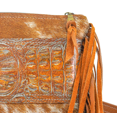 Patsy - Longhorn w/ Patina Brandy Croc-Patsy-Western-Cowhide-Bags-Handmade-Products-Gifts-Dancing Cactus Designs