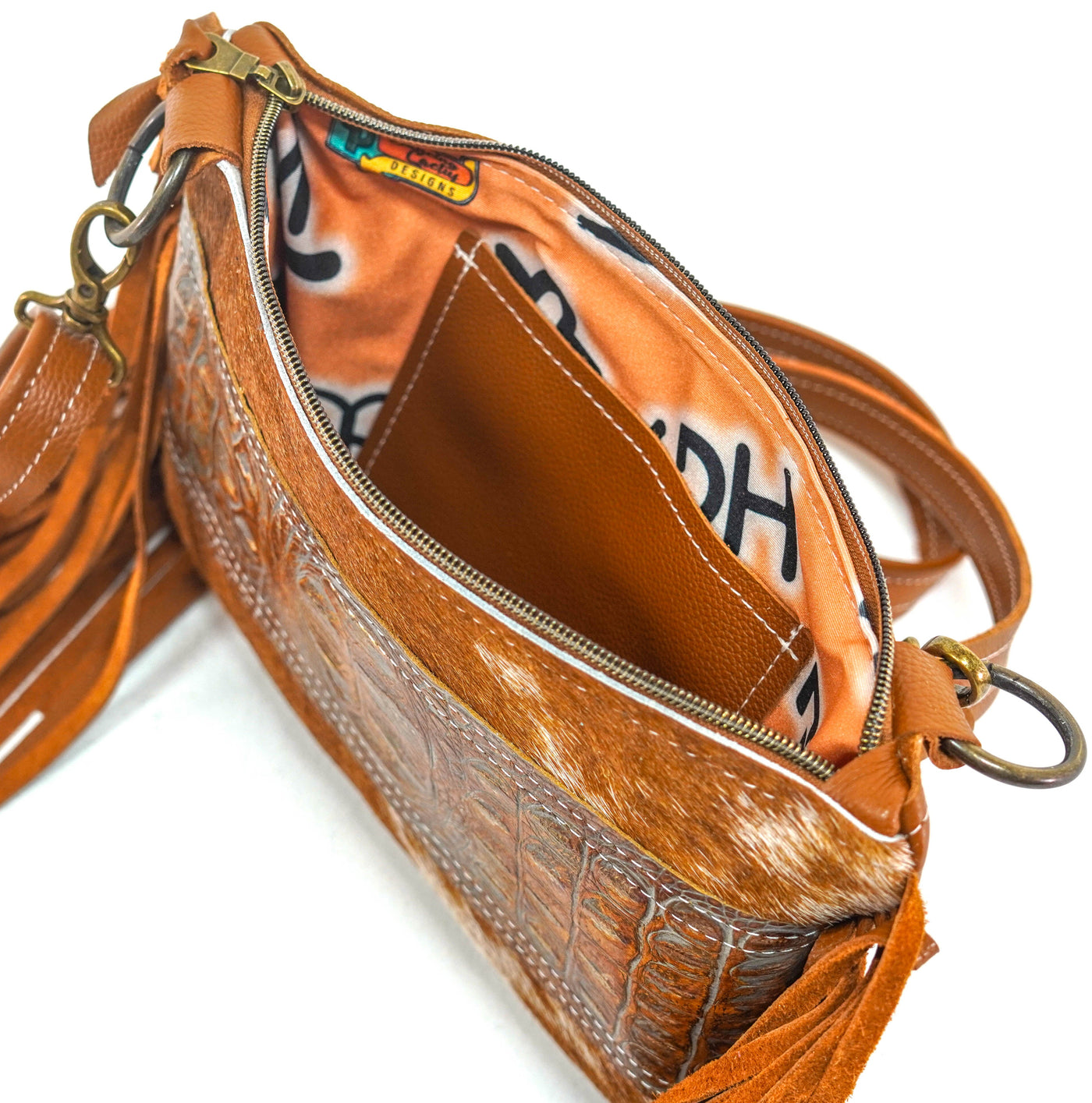 Patsy - Longhorn w/ Patina Brandy Croc-Patsy-Western-Cowhide-Bags-Handmade-Products-Gifts-Dancing Cactus Designs